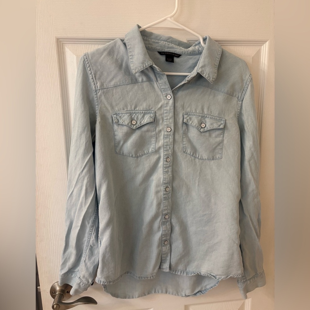 Victoria’s Secret/ Older Style Light Blue Denim Button down